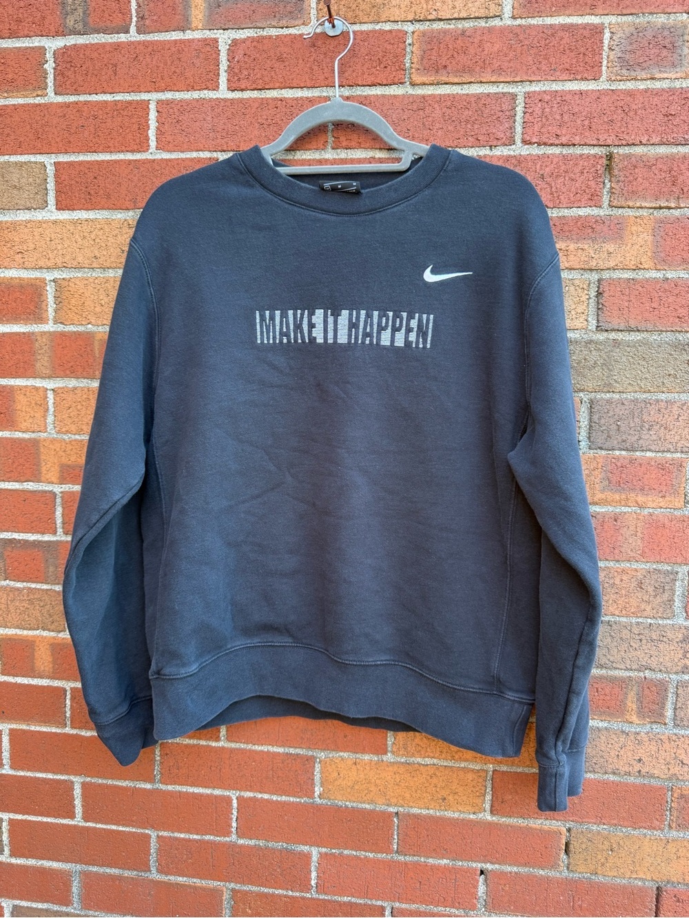 Nike Make It Happen Crewneck Sweatshirt Black Embroidered Swoosh The Backstop